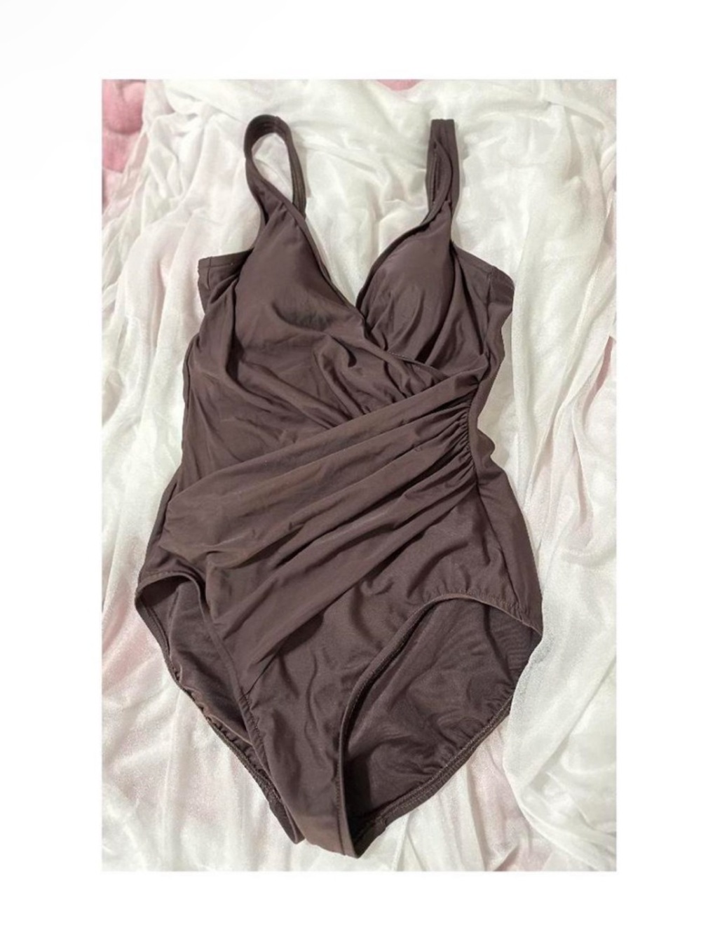 Vintage Brown Women’s One-Piece Swimsuit Size 10 — Excellent Condition!!